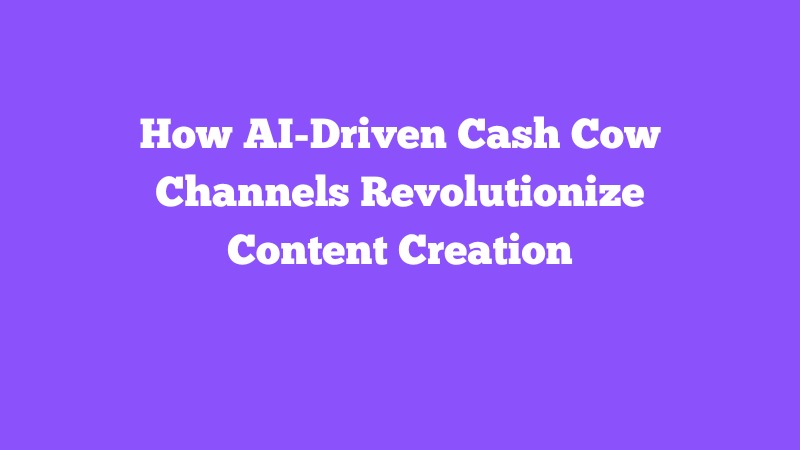 Cover Image for Unlocking Passive Income: How AI-Driven Cash Cow Channels Revolutionize Content Creation